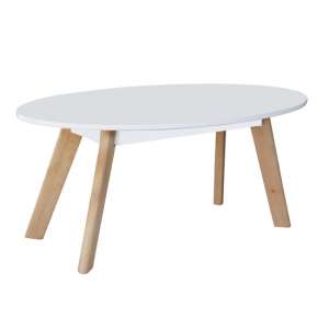 Benecia Wooden Oval Coffee Table In White