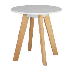 Benecia Wooden Round Lamp Table In White