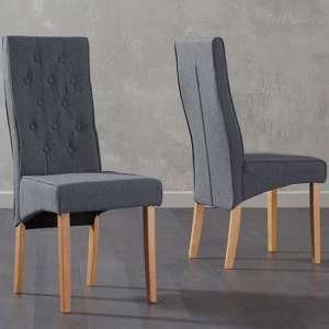 Cipher Grey Fabric Chairs With Oak Legs In A Pair