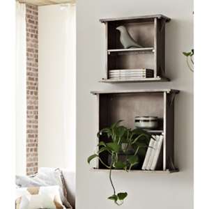 Capistrano Wooden Set Of 2 Wall Shelf In Anthracite
