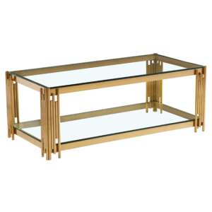 Cappy Clear Glass Coffee Table With Gold Metal Frame