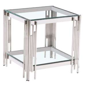 Cappy Clear Glass Lamp Table With Silver Metal Frame