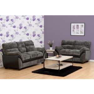 Camillei Fabric 2 Seater And 3 Seater Sofa Suite In Charcoal