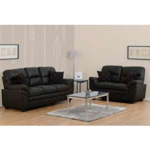Camillei Faux Leather 2 Seater And 3 Seater Sofa Suite In Black