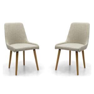 Capri Flax Effect Natural Dining Chairs In Pair