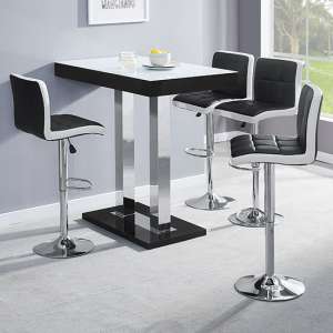 Caprice Black White Glass Bar Table 4 Copez Black White Stools