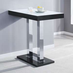 Caprice White Glass Top High Gloss Bar Table In Black