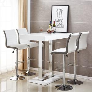 Caprice Bar Table In White Gloss With 4 Ritz Stools