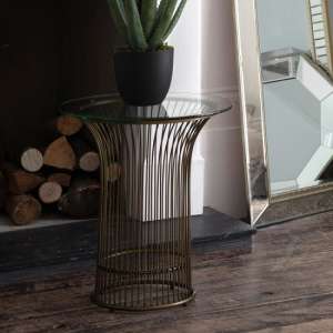 Caprico Contemporary Glass Side Table In Clear With Bronze Frame