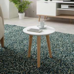 Capricornus Small Wooden Side Table In White And Pine