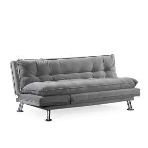 Cardiff Fabric Sofa Bed In Grey Velvet And Polished Chrome Legs