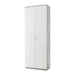 Carla Multifunctional Cupboard In White And Concrete Structured