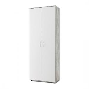 Carla Multifunctional Cupboard In White And Concrete Structured