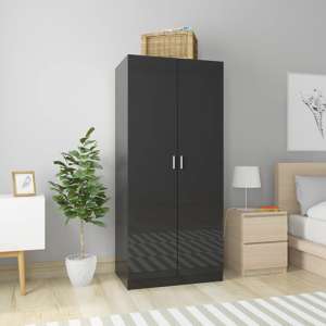 Carlow High Gloss Wardrobe With 2 Doors In Black
