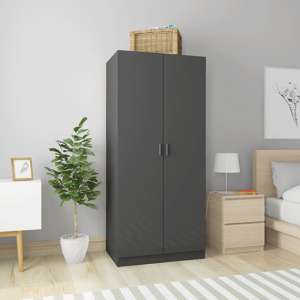 Carlow High Gloss Wardrobe With 2 Doors In Grey