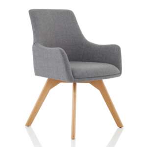 Carmen Grey Fabric Home And Office Chair With Wooden Leg