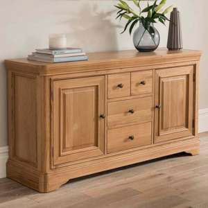 Carmen Large Wooden Sideboard In Natural With 2 Doors 4 Drawers