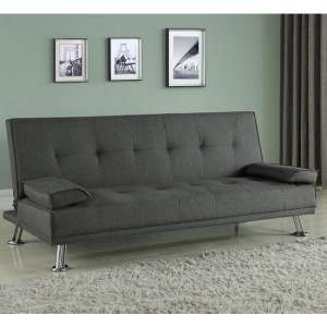 Carmen Fabric Sofa Bed In Grey With Chrome Legs