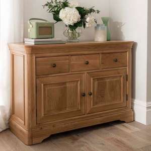 Carmen Wooden Sideboard In Natural With 2 Doors And 3 Drawers
