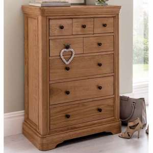 Carmen Wooden Tall Chest Of Drawers In Natural With 8 Drawers