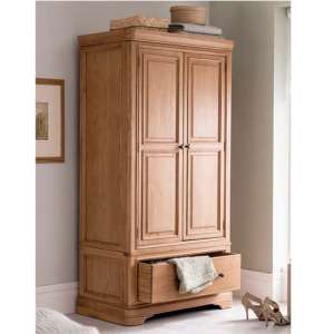Carmen Wooden Wardrobe In Natural With 2 Doors And 1 Drawer