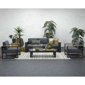 Carmo Fabric Lounge Set With Coffee Table In Reflex Black