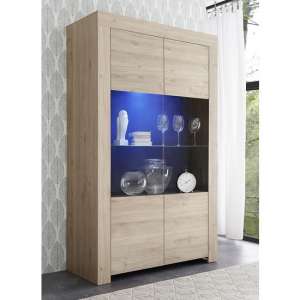Carney Display Cabinet In Cadiz Oak With 2 Doors And LED