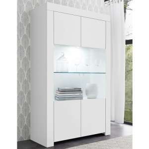 Carney Display Cabinet In Matt White With 2 Doors And LED