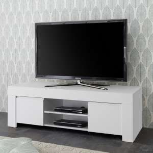 Carney Contemporary TV Stand In Matt White With 2 Doors
