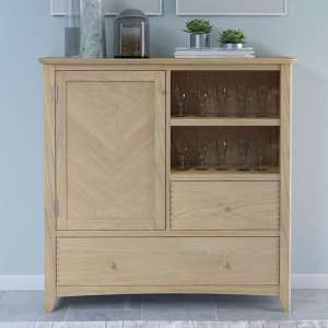 Carnial Wooden Large Drinks Store Cabinet In Blond Solid Oak