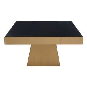 Carolex Square Black Glass Coffee Table With Gold Base