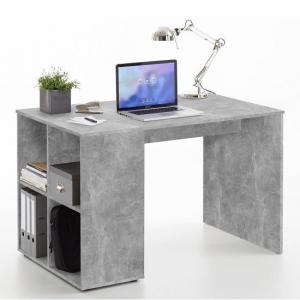 Caroline Computer Desk In Concrete Effect With 4 Compartments