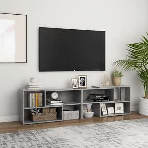 Carolus Wooden TV Stand With Shelves In Concrete Effect