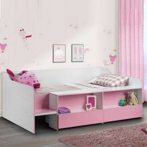 Sancha Low Sleeper Children Bed In White And Pink