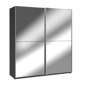 Carra Sliding Wardrobe Large In Graphite With 2 Mirrored Doors