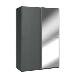 Carra Mirrored Sliding Wardrobe In Graphite With 2 Doors