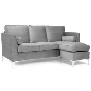 Carrasco Plush Velvet Corner Sofa In Grey