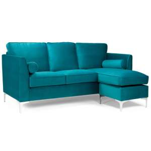 Carrasco Plush Velvet Corner Sofa In Teal