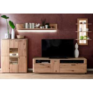 Cartago LED Living Room Set In Planked Oak With Highboard