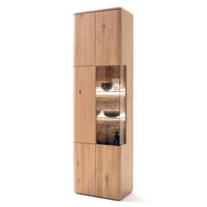 Cartago LED Wooden Display Cabinet In Planked Oak With 1 Door