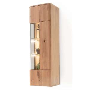 Cartago LED Wooden Wall Storage Cabinet In Planked Oak