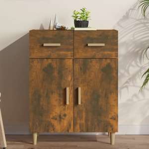 Cartier Wooden Sideboard With 2 Doors 2 Drawers In Smoked Oak