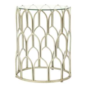 Cascade Clear Glass Top Side Table With Silver Leaf Frame