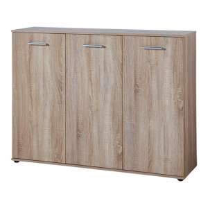 Casey Wooden Shoe Storage Cabinet With 3 Doors In Sonoma Oak
