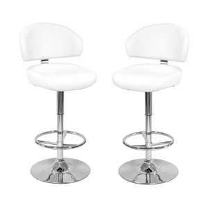 Casino White Leather Bar Stool In Pair