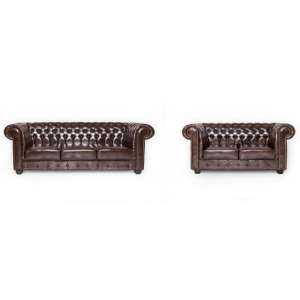Caskey Bonded Leather 3 Seater 2 Seater Sofa In Antique Brown