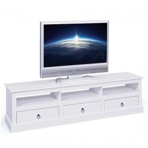 Cassala Wooden TV Stand In White With 3 Drawers