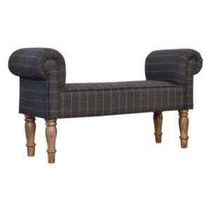 Cassia Fabric Hallway Seating Bench In Pewter Tweed
