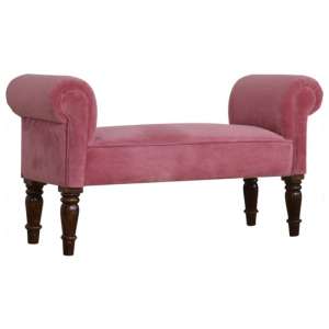 Cassia Velvet Hallway Seating Bench In Dusty Pink