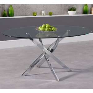 Dystonia Oval 165cm Clear Glass Dining Table With Chrome Base